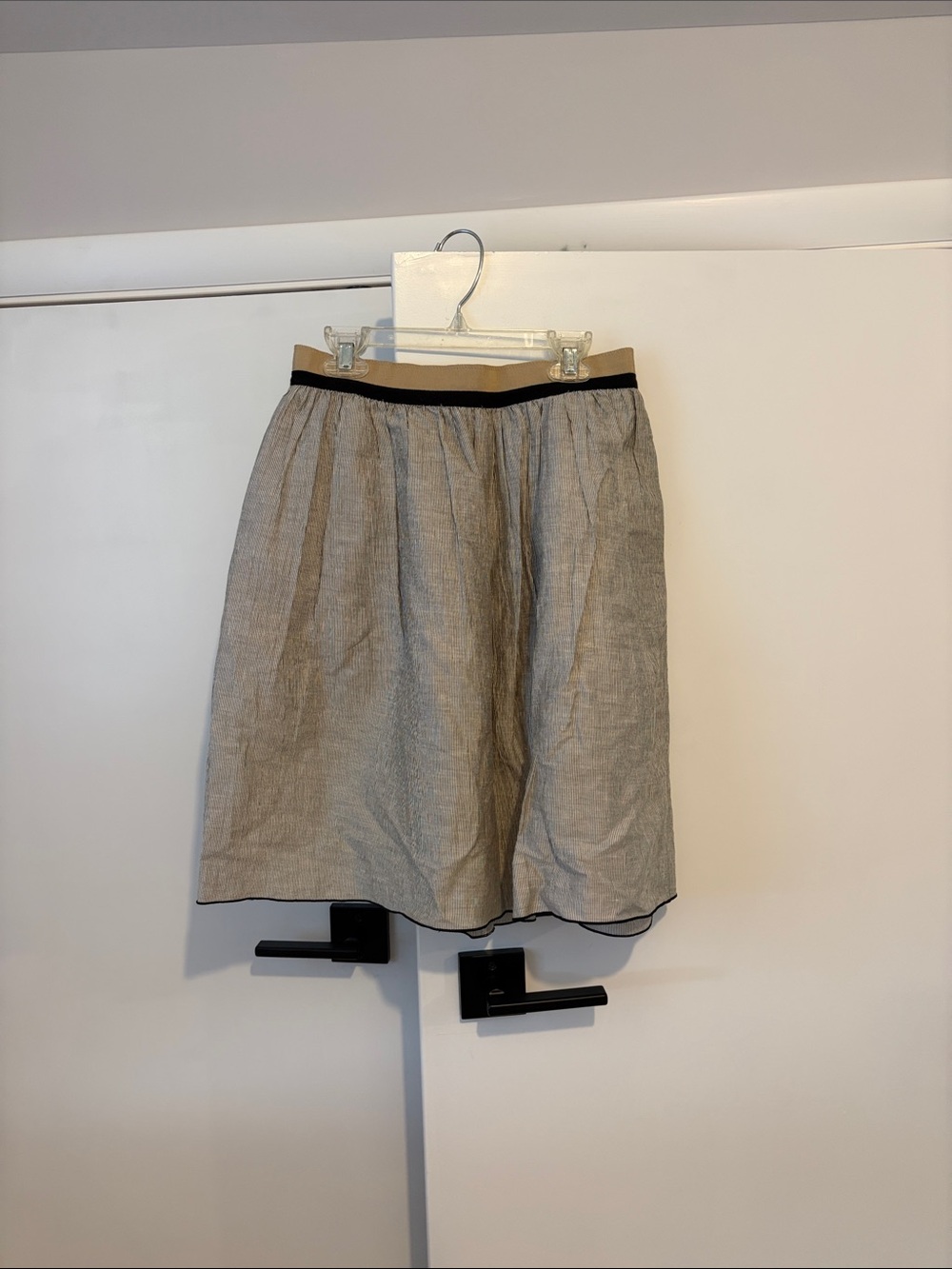 rag & bone Neutral A-Line Skirt with Black Trim and Tan Waistband
